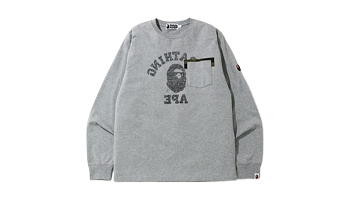 Bape Crewneck Long Sleeve Reverse College Grey