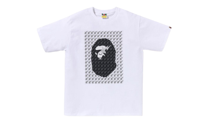 Bape Sta Tee Houndstooth Ape Head White