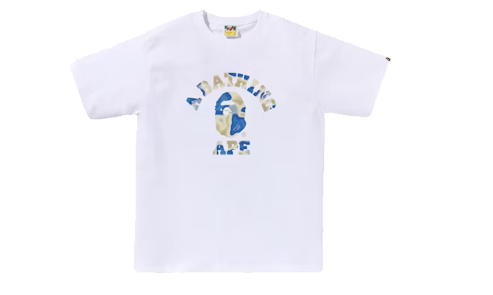 Bape Tee Liquid Camo College White Blue