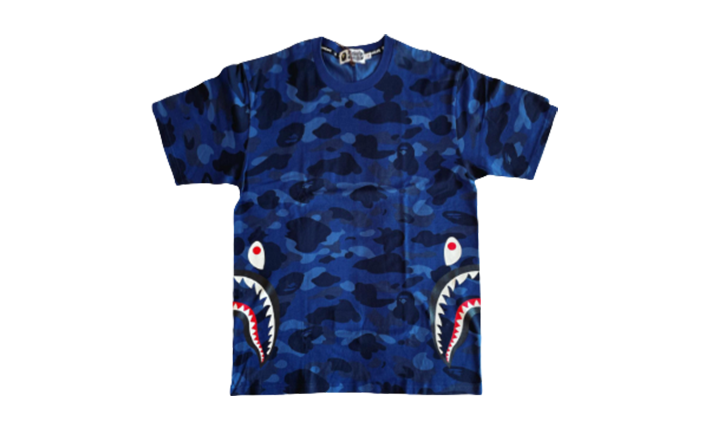 Bape Tee Side Shark Camo Navy