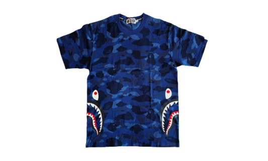 Bape Tee Side Shark Camo Navy